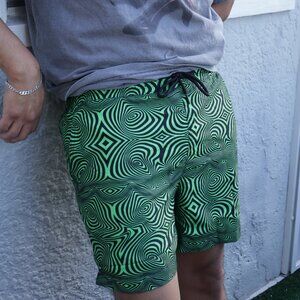 Iheartraves rave/festival shorts for guys size large green/black